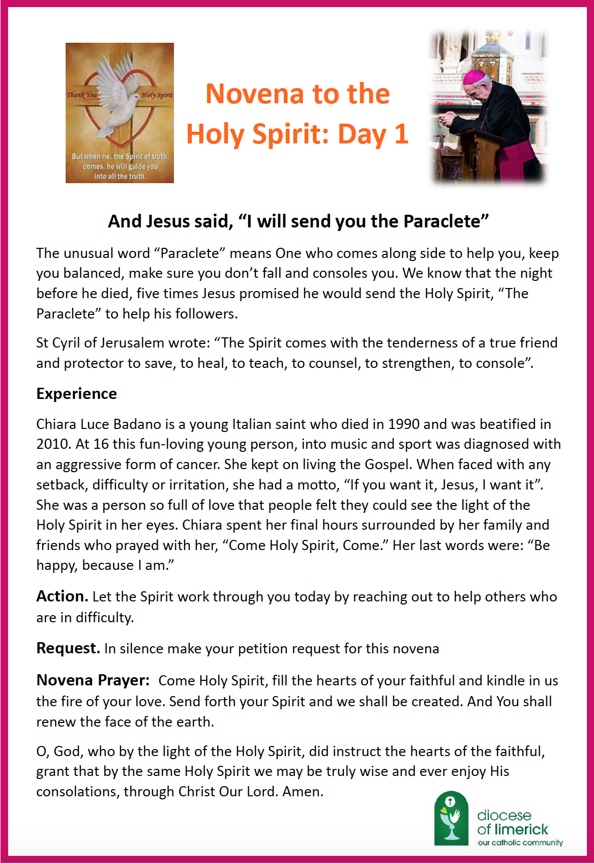 Novena to the Holy Spirit Day 1 Limerick Diocese